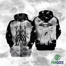 Load image into Gallery viewer, Alien UFO Black And White Sublimation Shirt for Men and Women - Pandzee